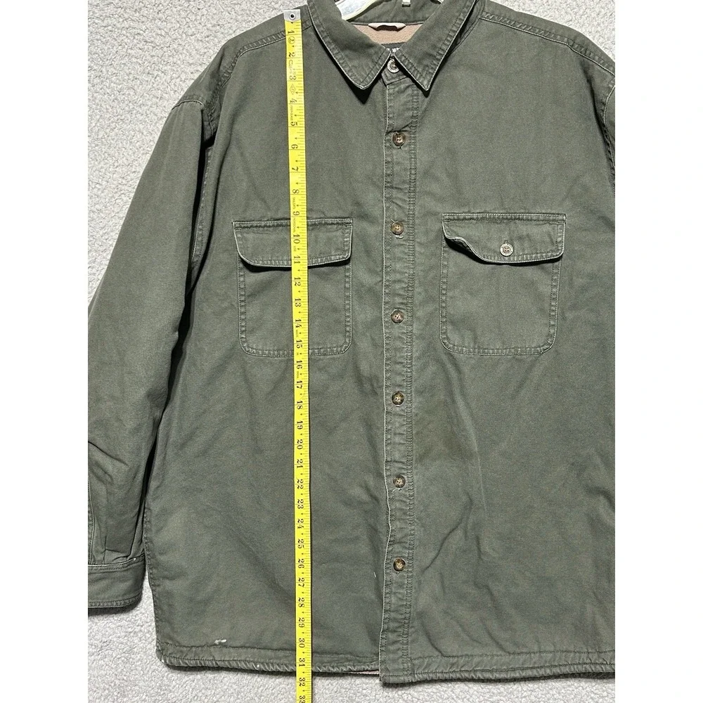 Woolrich Shacket Mens XL Green Utility Canvas Thick Fleece‎ Lined Work Shirt